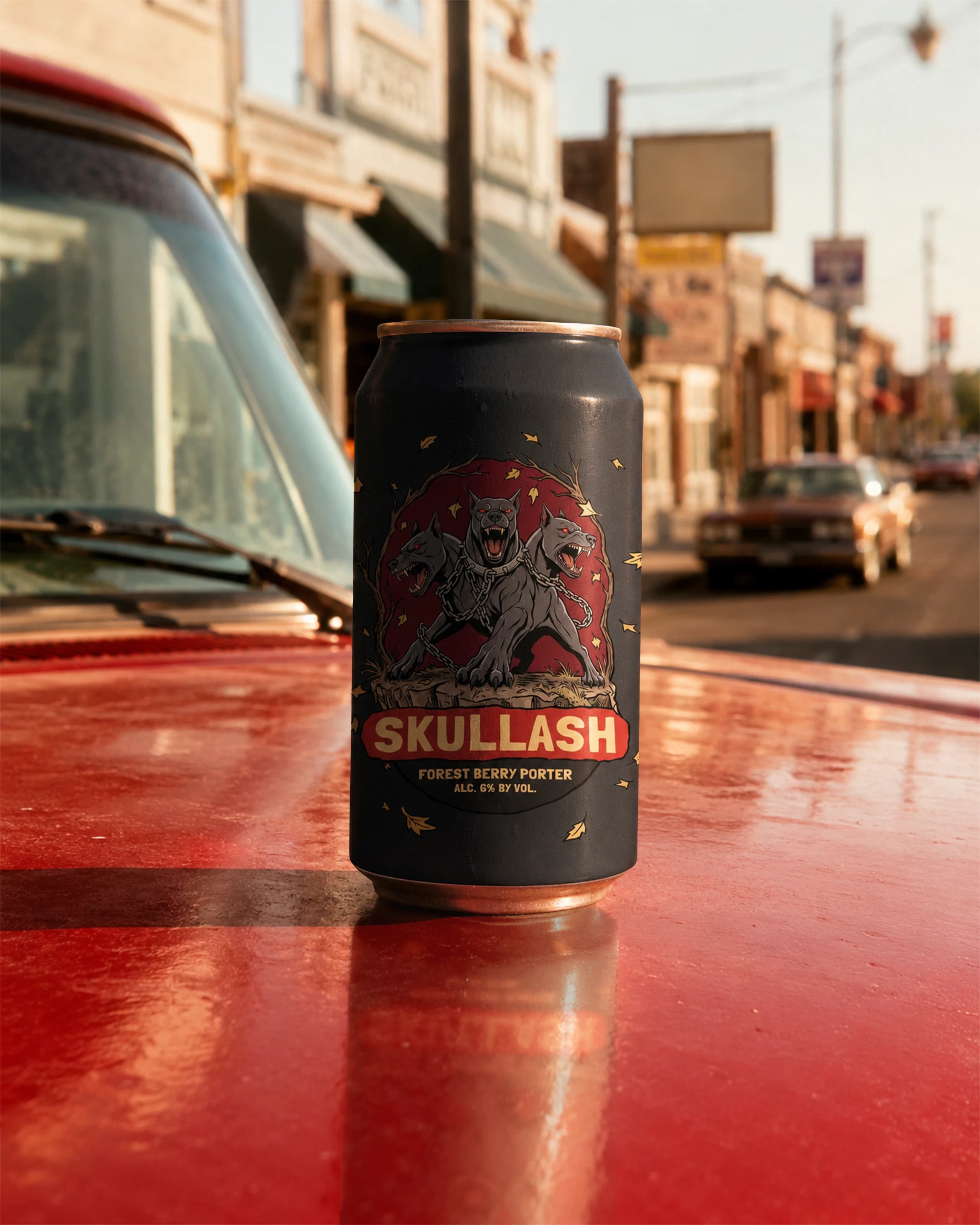 SKULLASH — Forest Berry Porter на капоте машины на закате