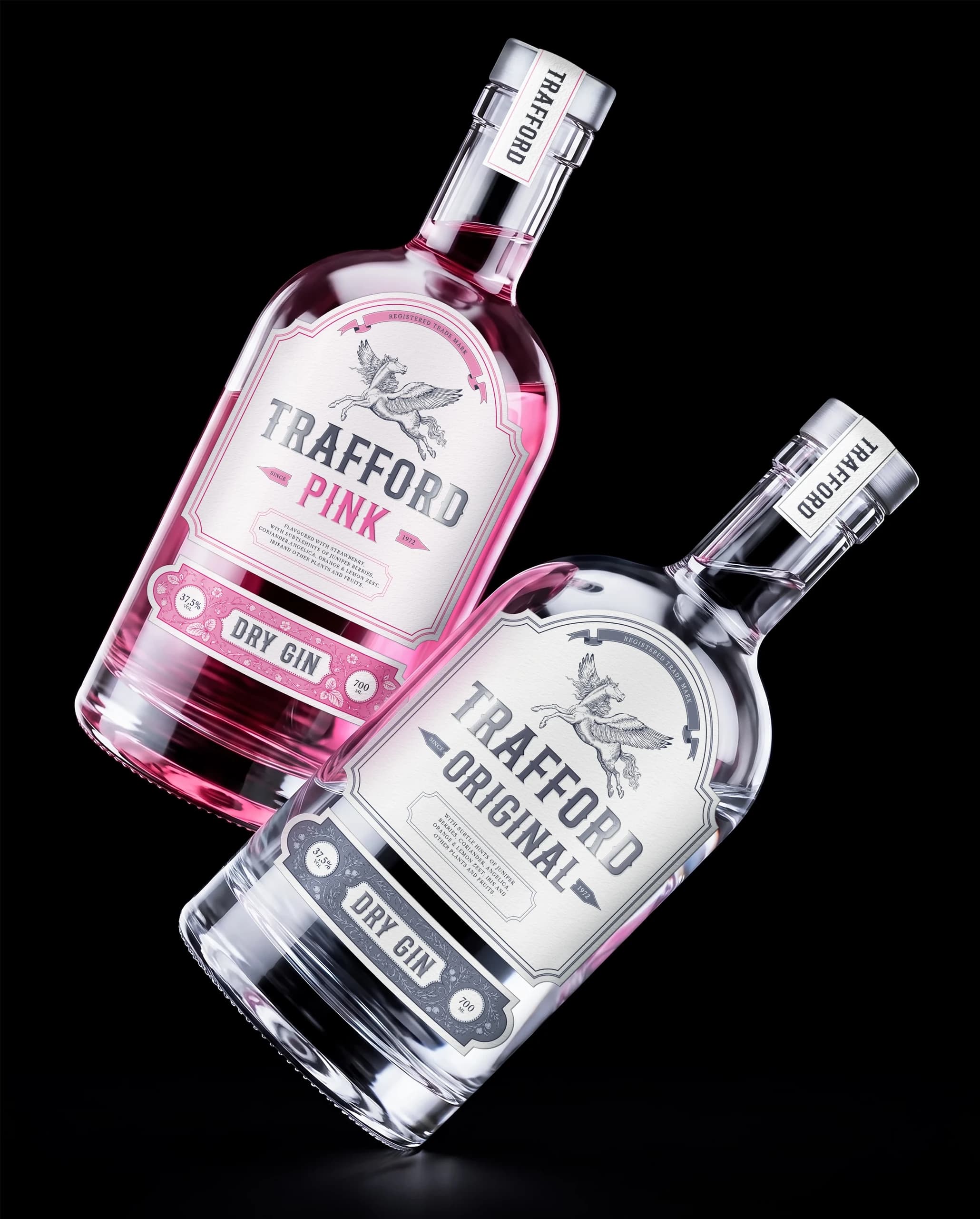 TRAFFORD Pink and Original gin bottles